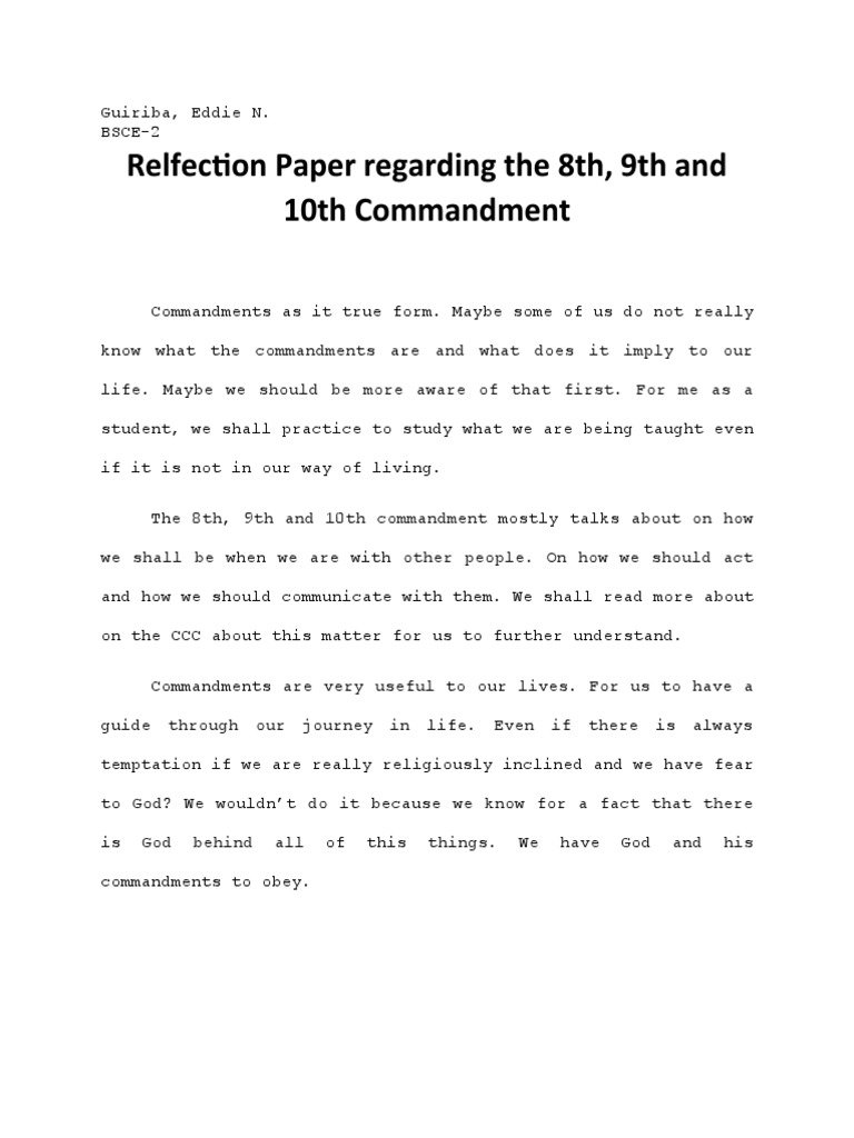 Reflection on the 10th Commandment | PDF | Self-Improvement