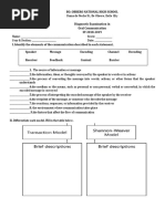 Diagnostic Test in Oral Communication