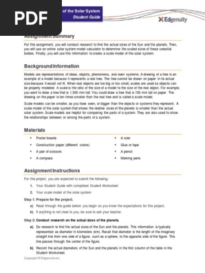 Scale Model Of The Solar System Student Guide Pdf Solar System Planets