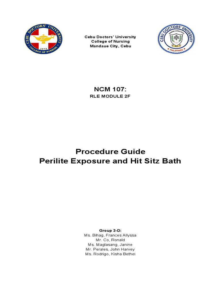 Procedure Guide Perilite Exposure and Hit Sitz Bath Rle Module 2F