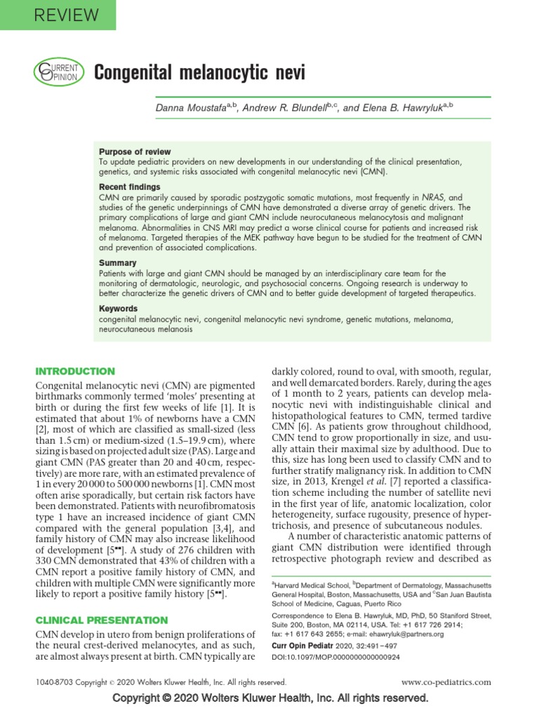 Congenital Melanocytic Nevi: Review | PDF | Melanoma | Clinical Medicine