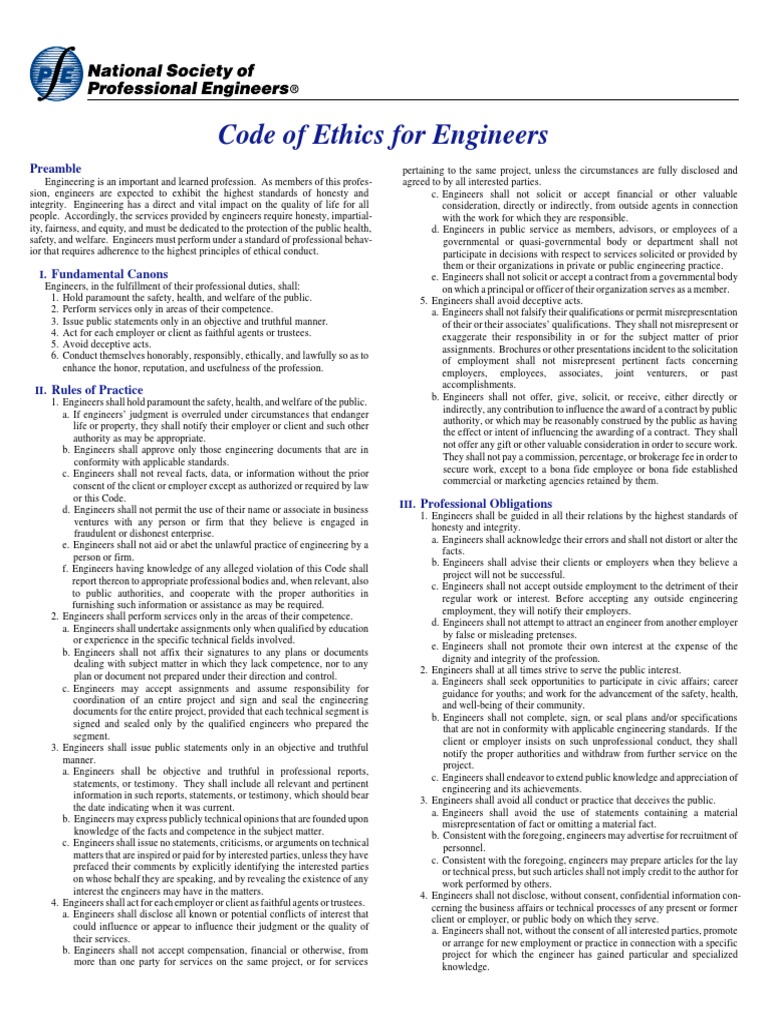 Nspe Code Of Ethics Pdf – NSPE Code of Ethics for engineers – EMNAFH