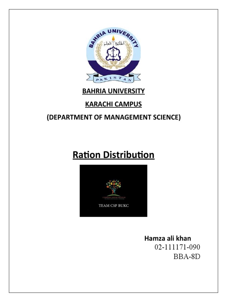 Ration Distribution Bahria University Karachi Campus (Department of