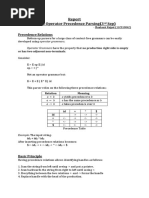 Topic: Operator Precedence Parsing (3 Sep)