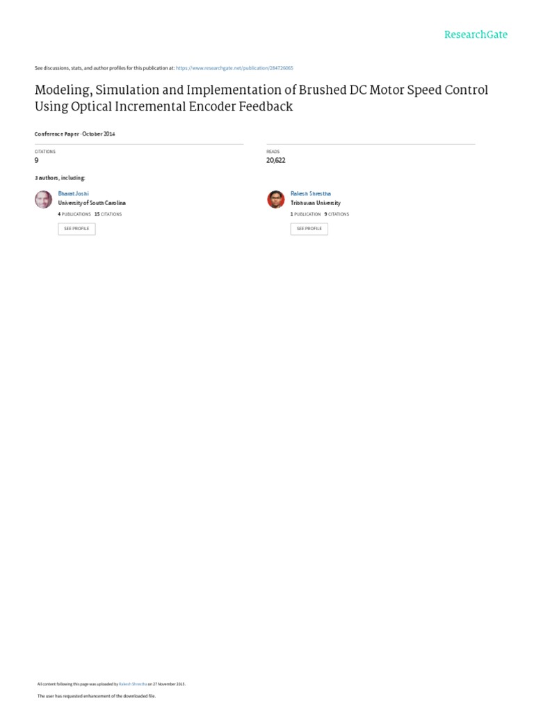 Modeling, Simulation and Implementation of Brushed DC Motor Speed