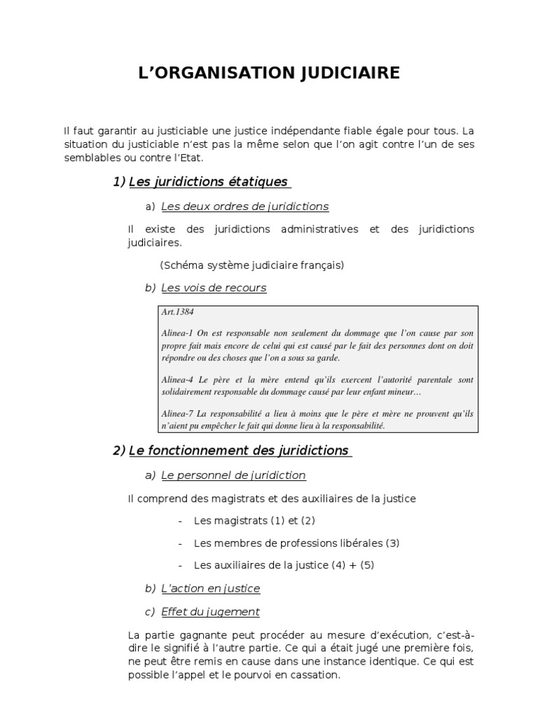 Organisation judiciaire en France | PDF | Magistrat | Loi constitutionnelle