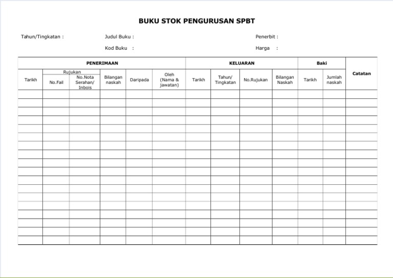 Buku Stok SPBT | PDF