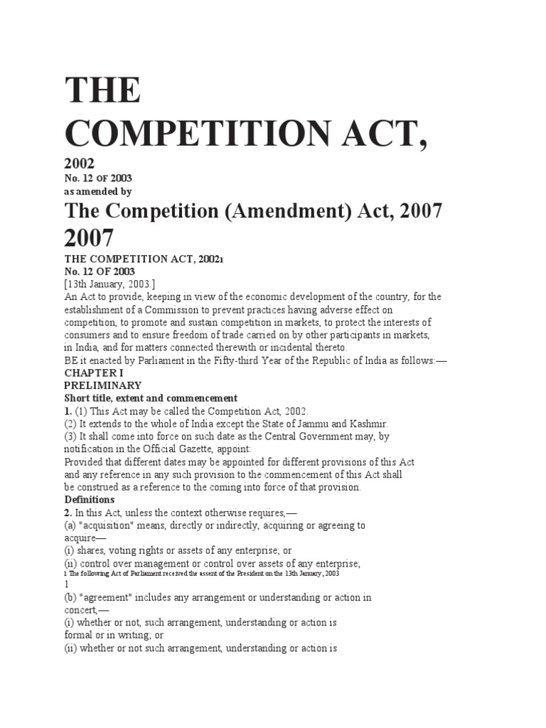 Comp Act 2002 | PDF | Government | Market (Economics)