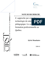 L' Approche Par Compétence, Technologie de Rationalisation Pédagogique. Le Cas de La Formation Professionnelle Au Québec