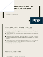 Corporate Events in The Hospitality Industry: Lecture 1: Introduction