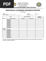 Individual Learners Progress Report: Huyon-Uyon National High School