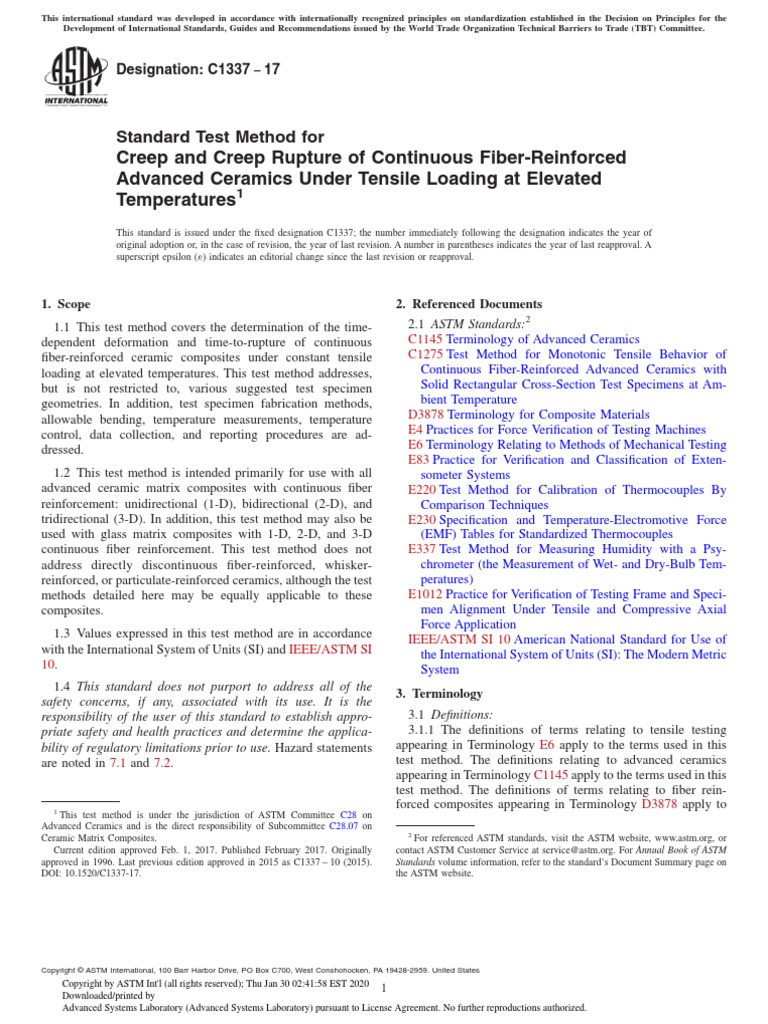 Creep and Creep Rupture of Continuous FiberReinforced Advanced