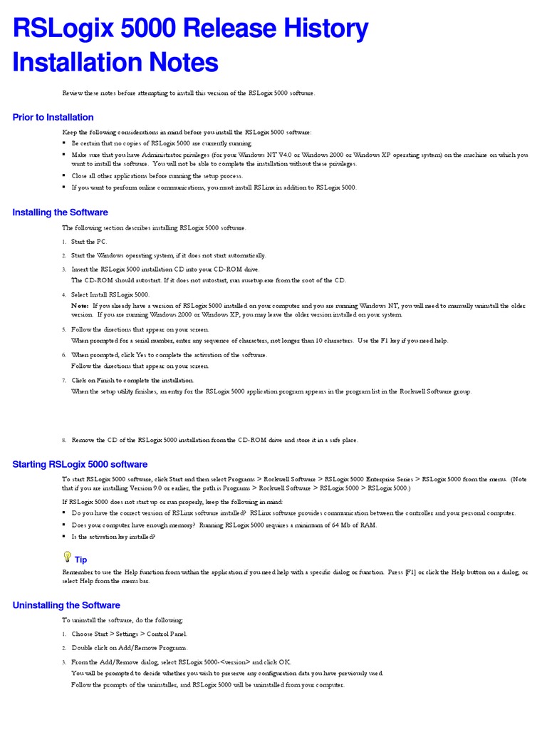 RSLogix 5000 Release History PDF Windows Vista Microsoft Windows