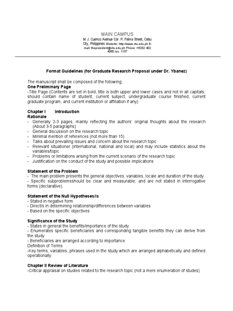 CTU Graduate Research Proposal Format | PDF | Science
