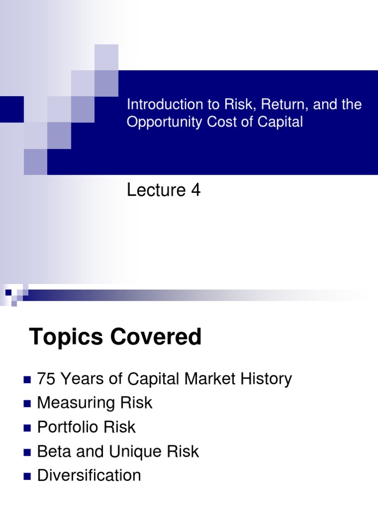 Lecture 4 Risk And Return Pdf Financial Risk Beta Finance