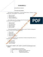 Worksheet 3: SUBJECT: Present Simple and Present Continuous A) Read The Paragraphs and Answer The Questions