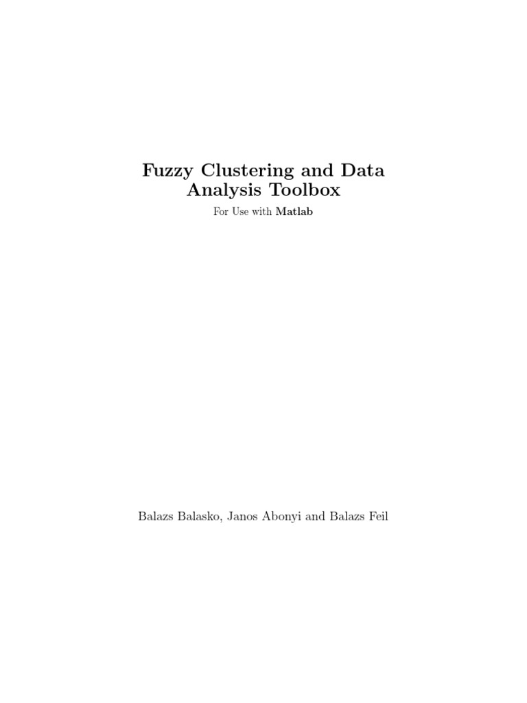 Fuzzy Clustering Toolbox for Matlab | PDF | Cluster Analysis ...