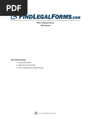 Bid Proposal for Cleaning Services Word
