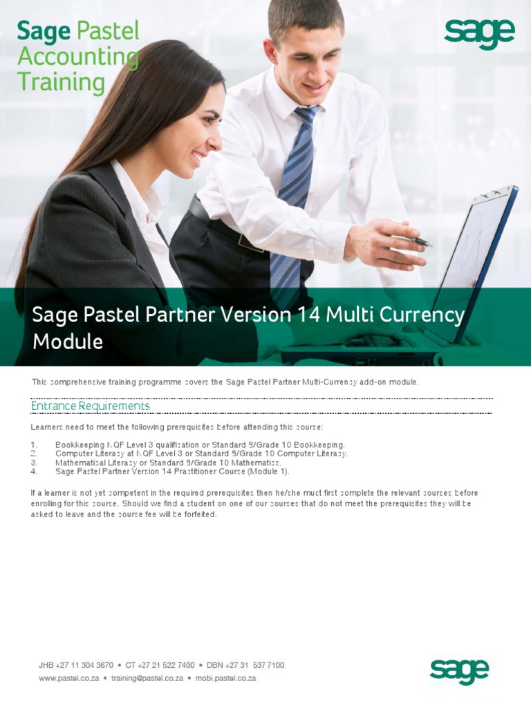 Sage Pastel Partner Version 14 Multi Currency Entrance Requirements