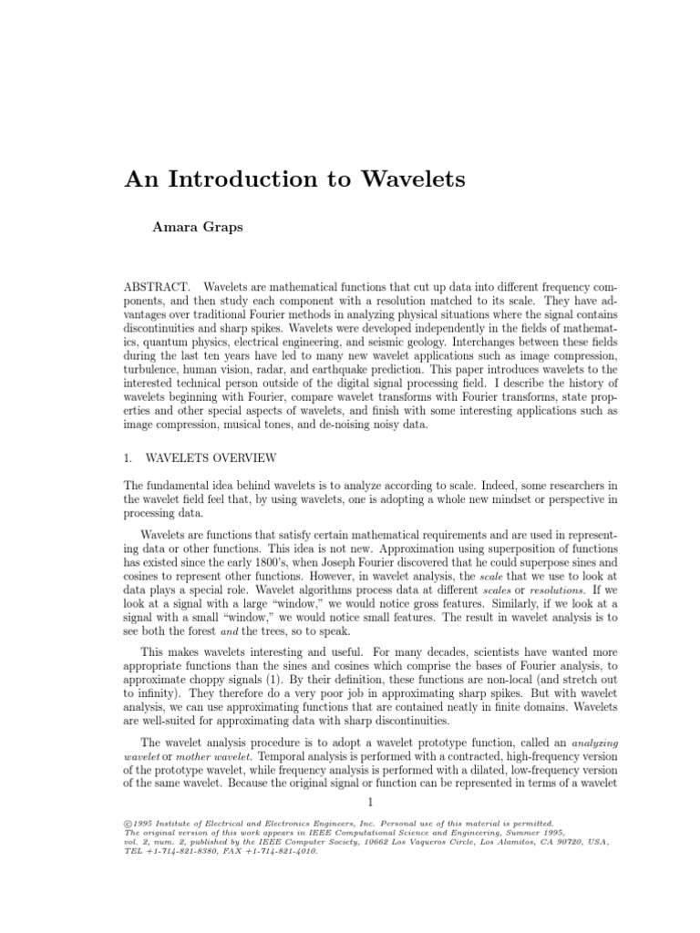 An Introduction To Wavelet | PDF