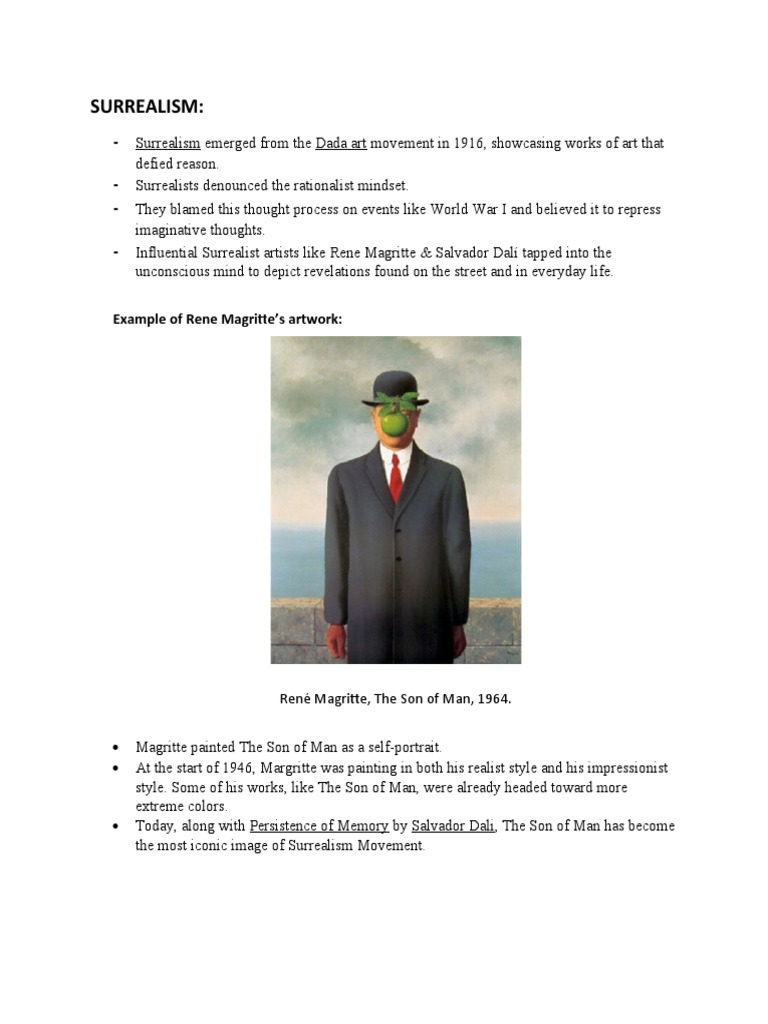 Overview of Surrealism and Art Movements | PDF | Surrealism | Abstract Art