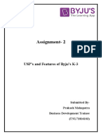Assignment-2: USP's and Features of Byju's K-3