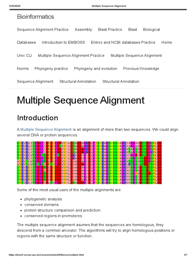 Multiple Sequence Alignment | PDF | Sequence Alignment | Computational ...