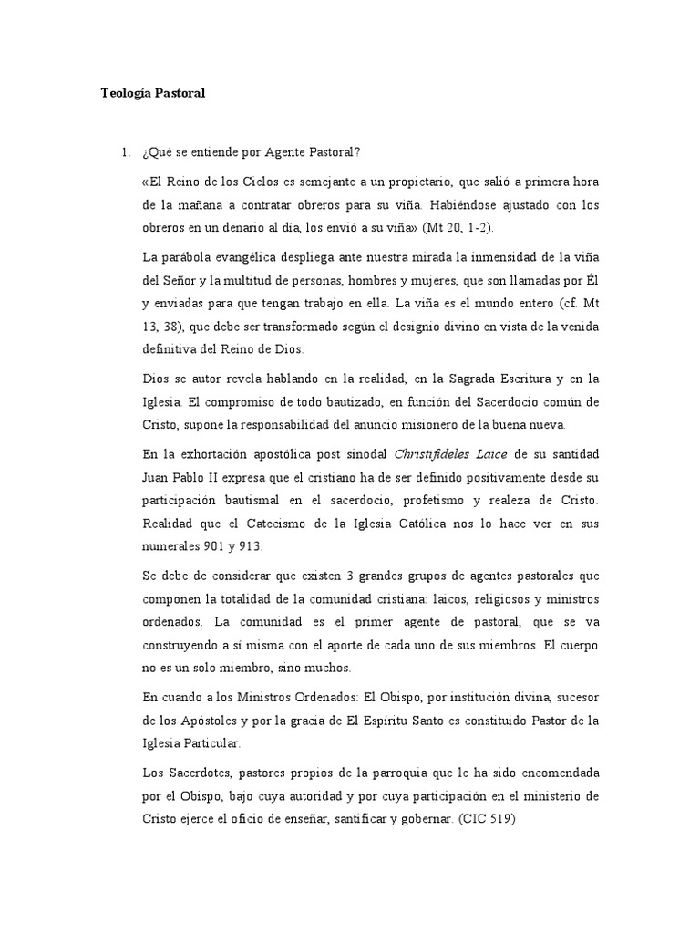 Agentes en Teología Pastoral | PDF | Sacerdote | Cristo (título)
