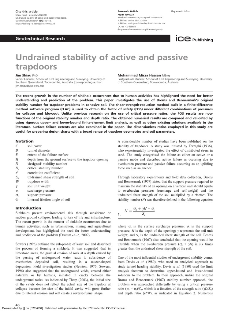 Undrained Stability of Active and Passiv | PDF | Geotechnical ...
