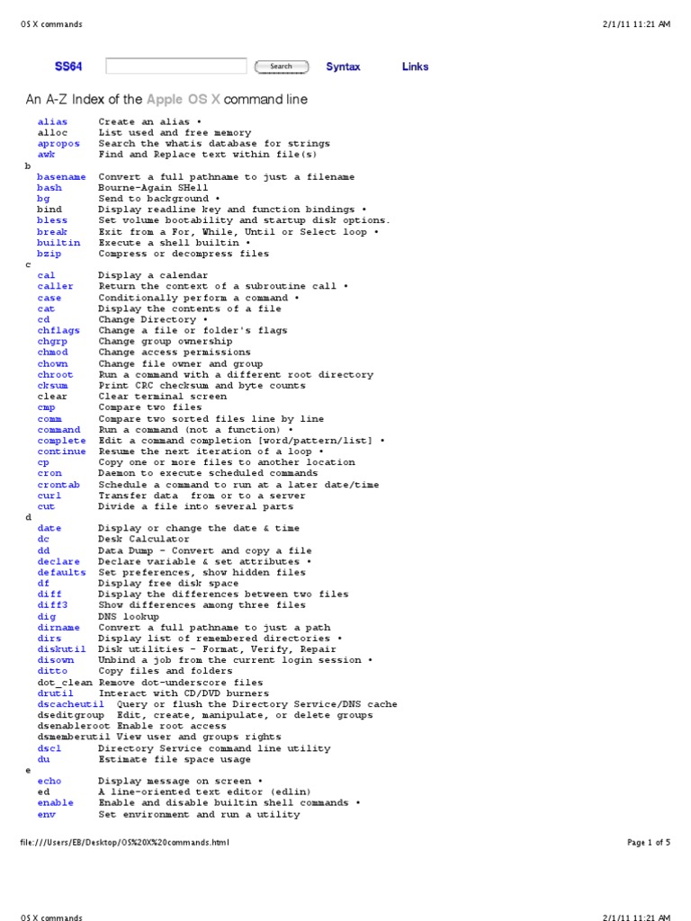 OS X Commands | PDF