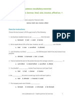 Business Vocabulary Exercise Financial Verbs: Borrow, Lend, Owe, Invoice, Afford Ex. 1