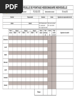 Model De Pointage Pdf Business Produit Demballage Et Papier
