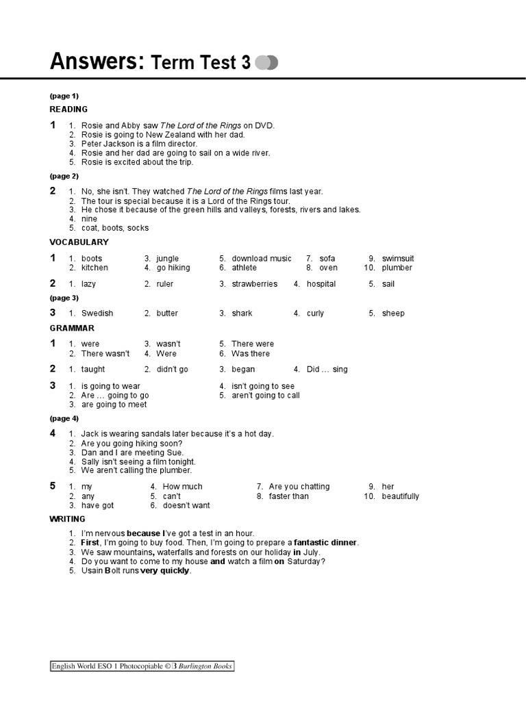 Term Test 3: Reading, Vocabulary, Grammar | PDF