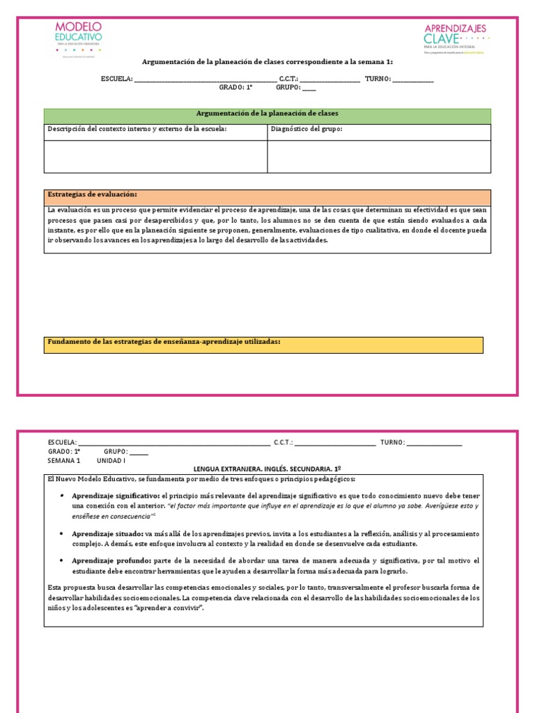 Unidad 1 Semana1 INGLES | PDF | Aprendizaje | Planificación