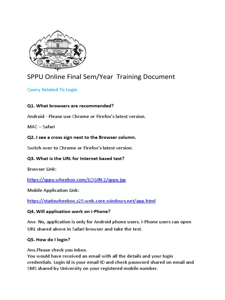 SPPU Online Exam Login Guide | PDF | Login | Button (Computing)