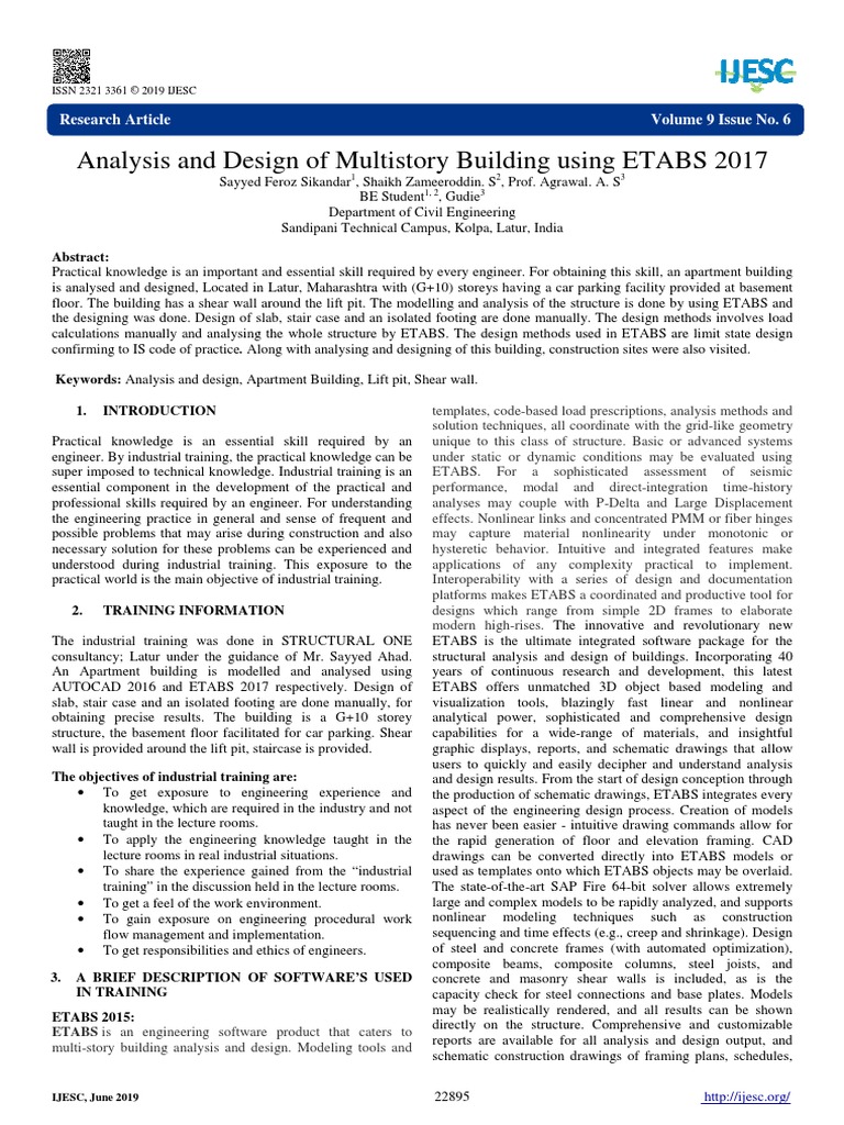 .Analysis and Design of Multistory Building Using ETABS 2017 | PDF ...