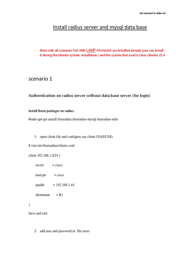 Set Up Radius Server With Local, Mysql And Ldap Configuration – NTIKL