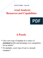 Internal Analysis: Resources and Capabilities: MGMT 65000 - Class #5
