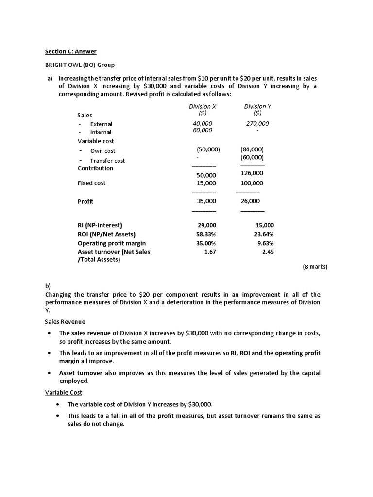 Section C Answer Student's | PDF | Profit (Economics) | Revenue