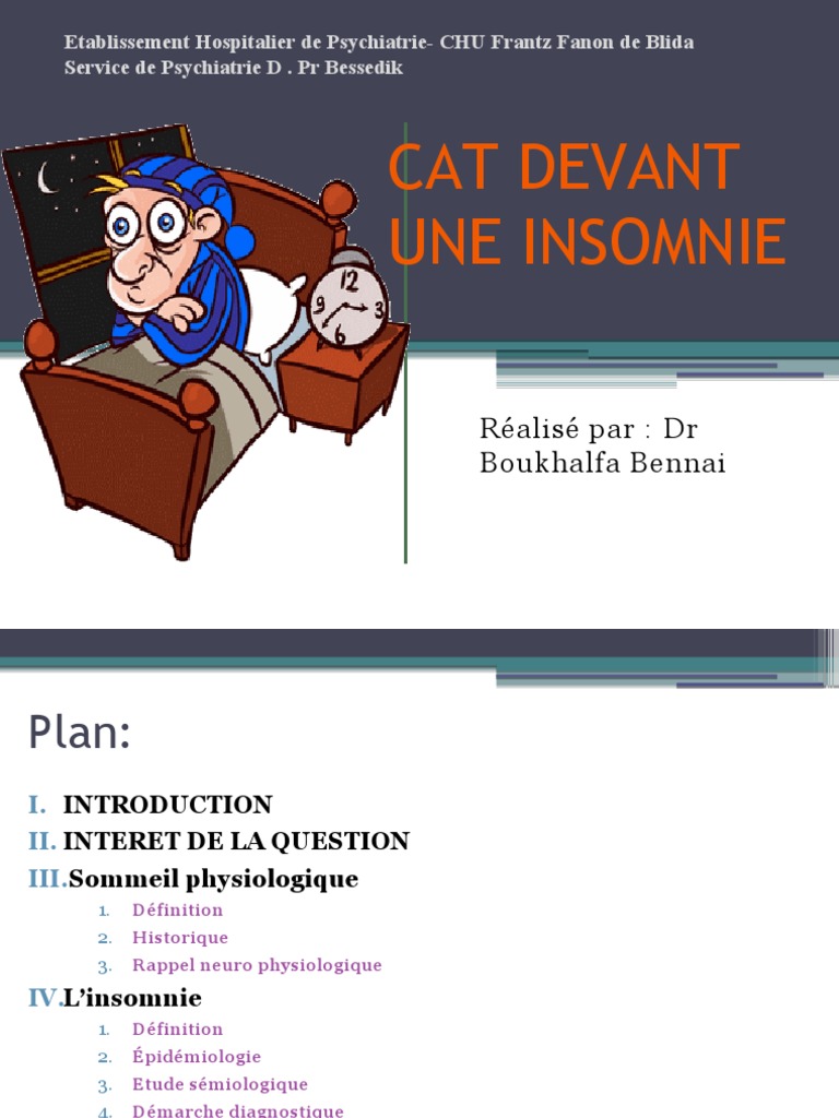 Cat Devant Une Insomnie Pptx Insomnie Sommeil
