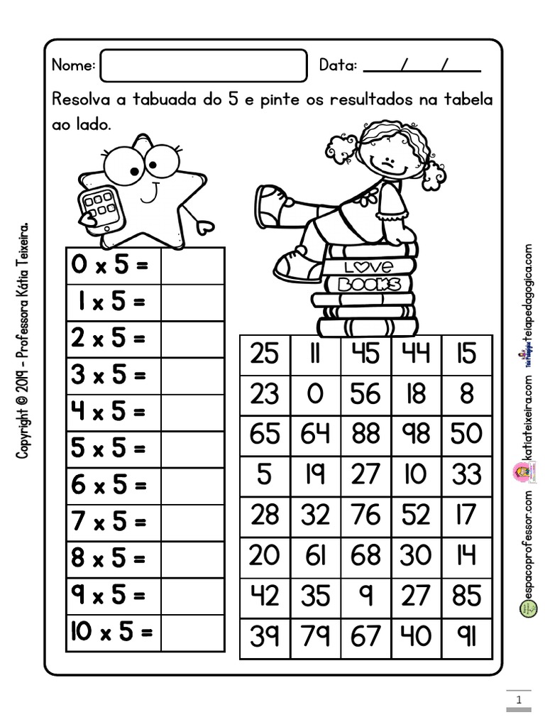 Atividade de Matemática – Jogo Tabuada Abre-Fecha – Professora