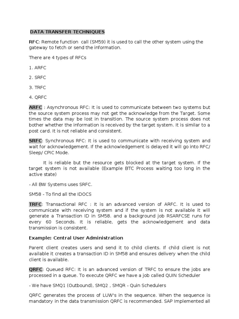 TRFC and QRFC in SAP Explained | PDF | Scheduling (Computing ...
