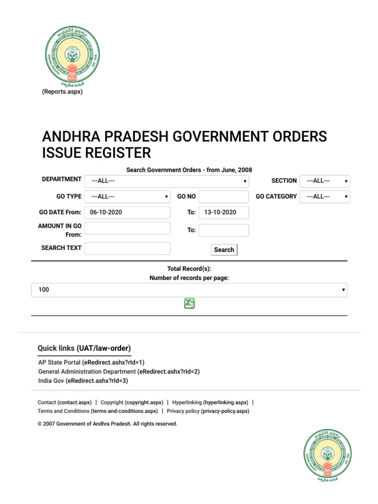 Andhra Pradesh Government Orders Issue Register | PDF