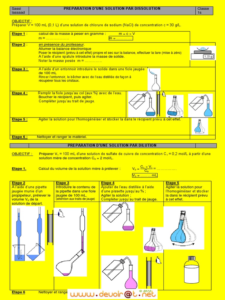 Préparation de solutions par dissolution | PDF | Substances chimiques ...