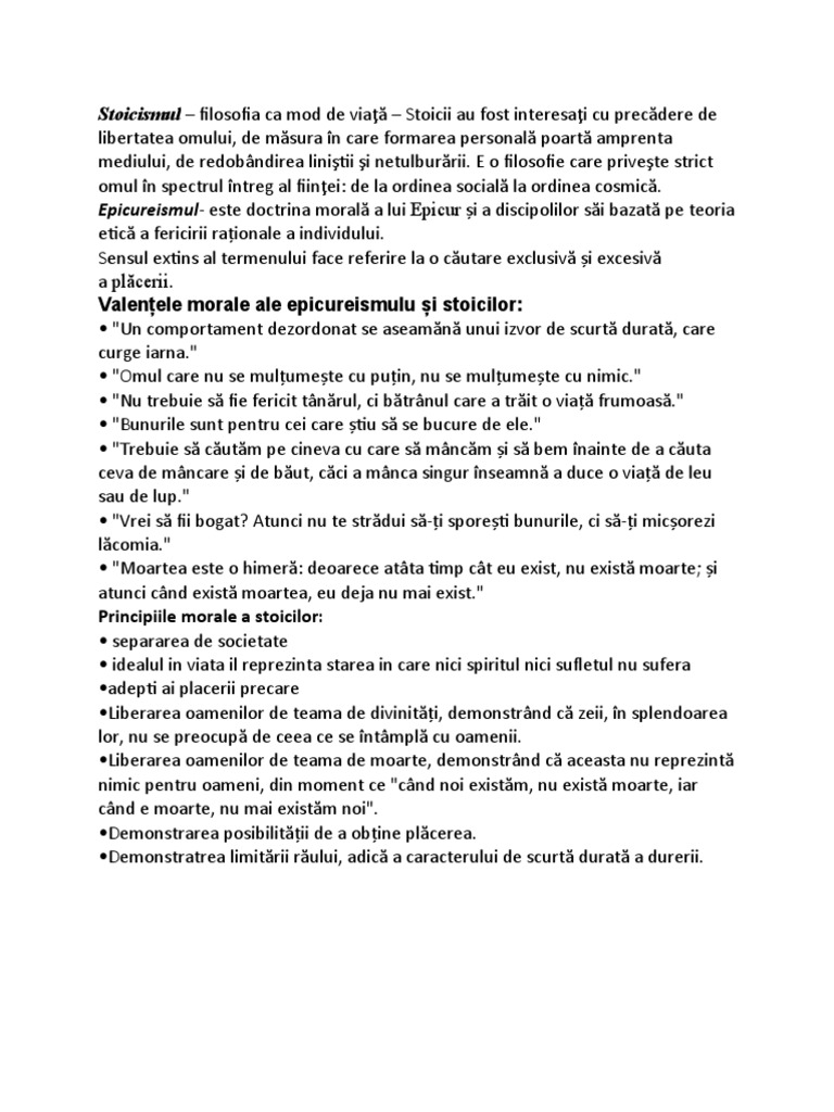 Stoicismul Si Epicurismul | PDF