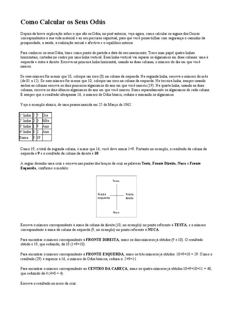 Como Calcular Os Seus Odus PDF Santeria Amor