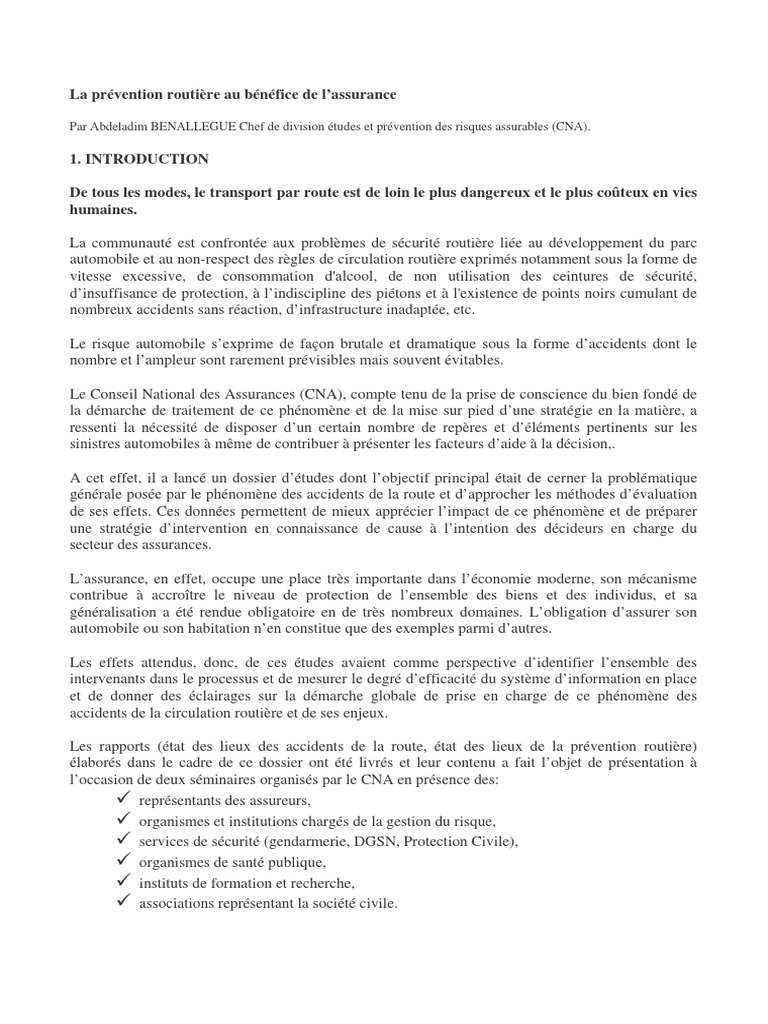 Prevention Routiere Assurance PDF | PDF | Sécurité routière | Accident ...