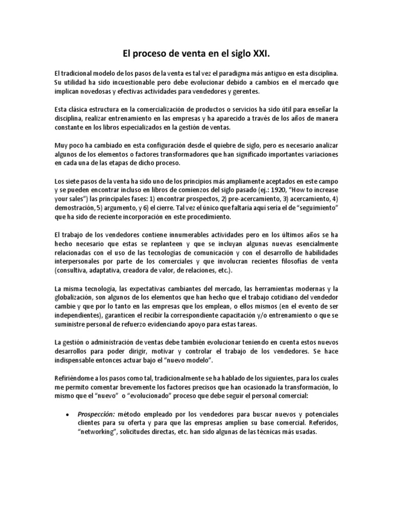 Evolución de la venta en el siglo XXI | PDF | Cliente | Evolución