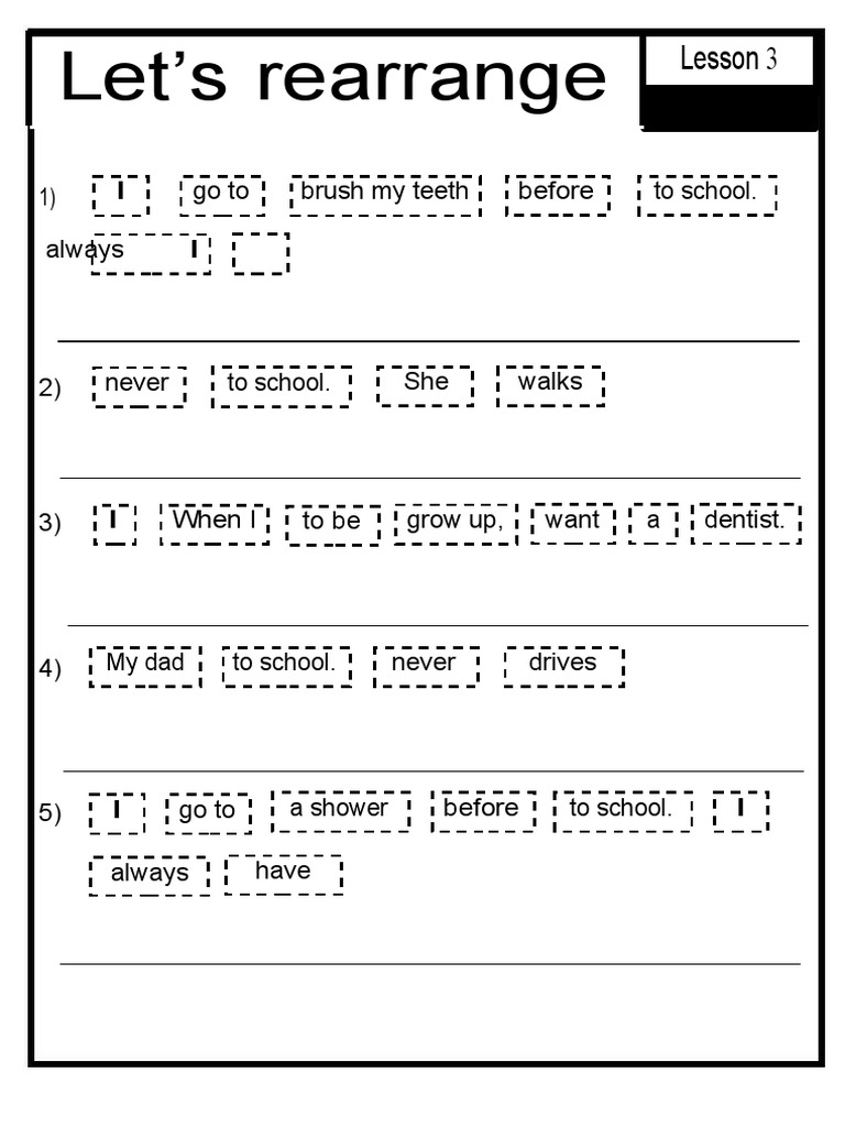 Rearrange Sentences PDF