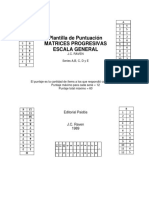 Plantilla de Puntuacion Matrices Progresivas Series A B C D y E PDF